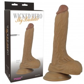 Коричневый фаллоимитатор Wicked HERO Shy Bachelor - 22 см.